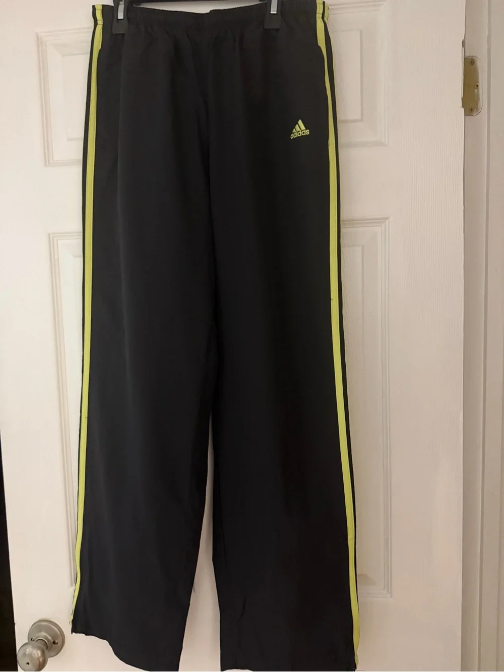 adidas Black Joggers with Neon Lime Side Stripes